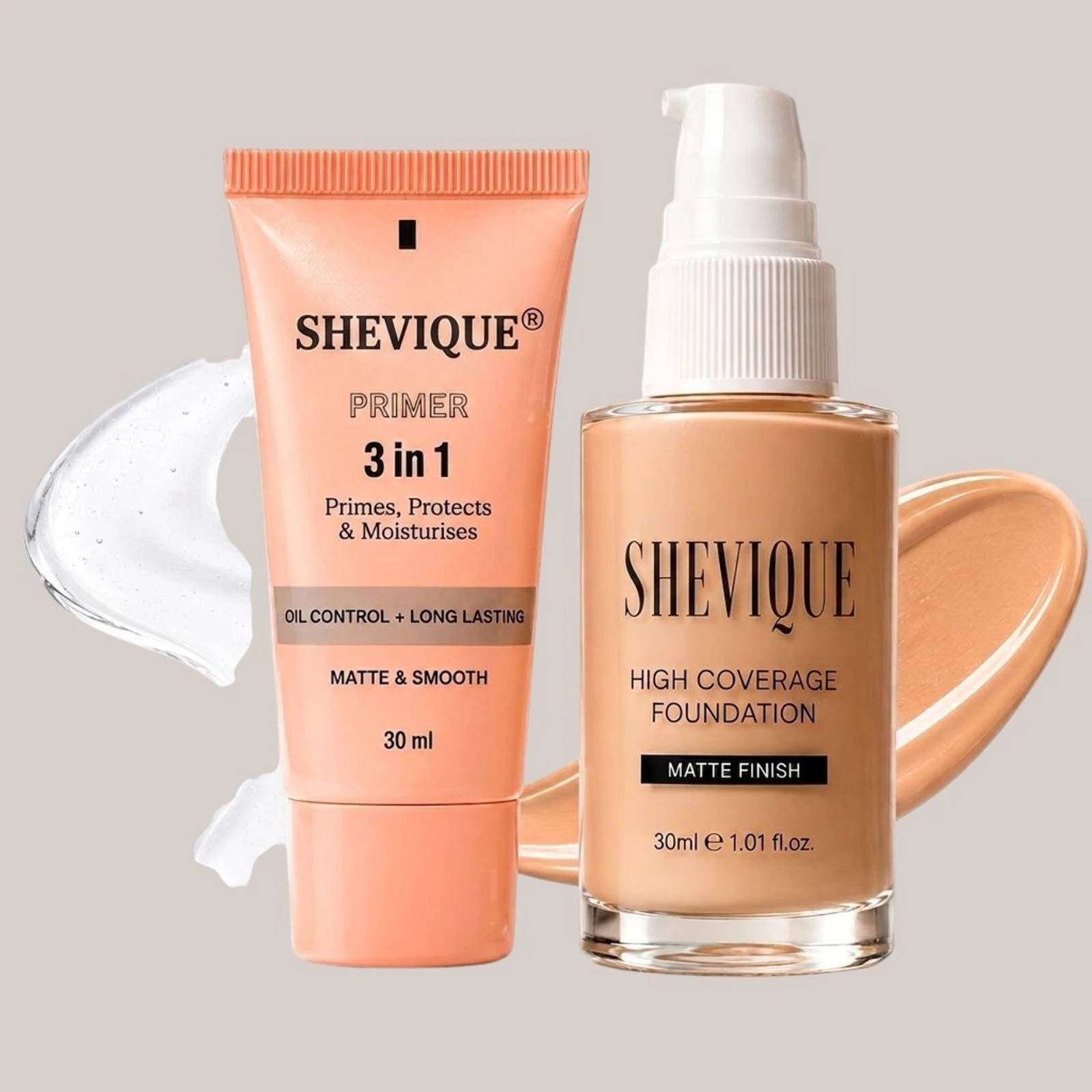shevique Full Coverage Face Makeup Foundation with Primer Set (2 Items in the set)