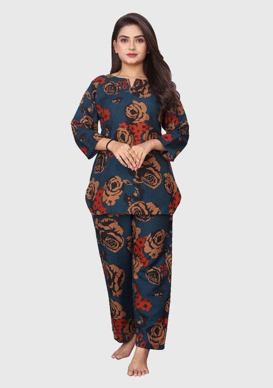 MANSURI GARMENTS Women Night Suit Set Multicolor Floral Print
