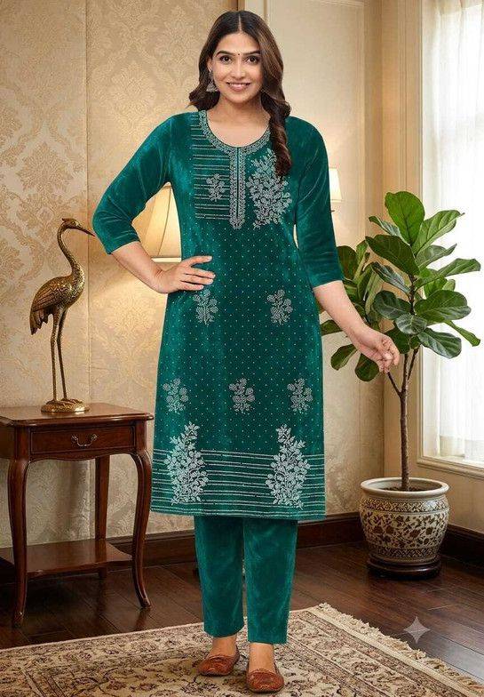 ALMA COLLECTION Unstitched Velvet Salwar Suit Material Embellished