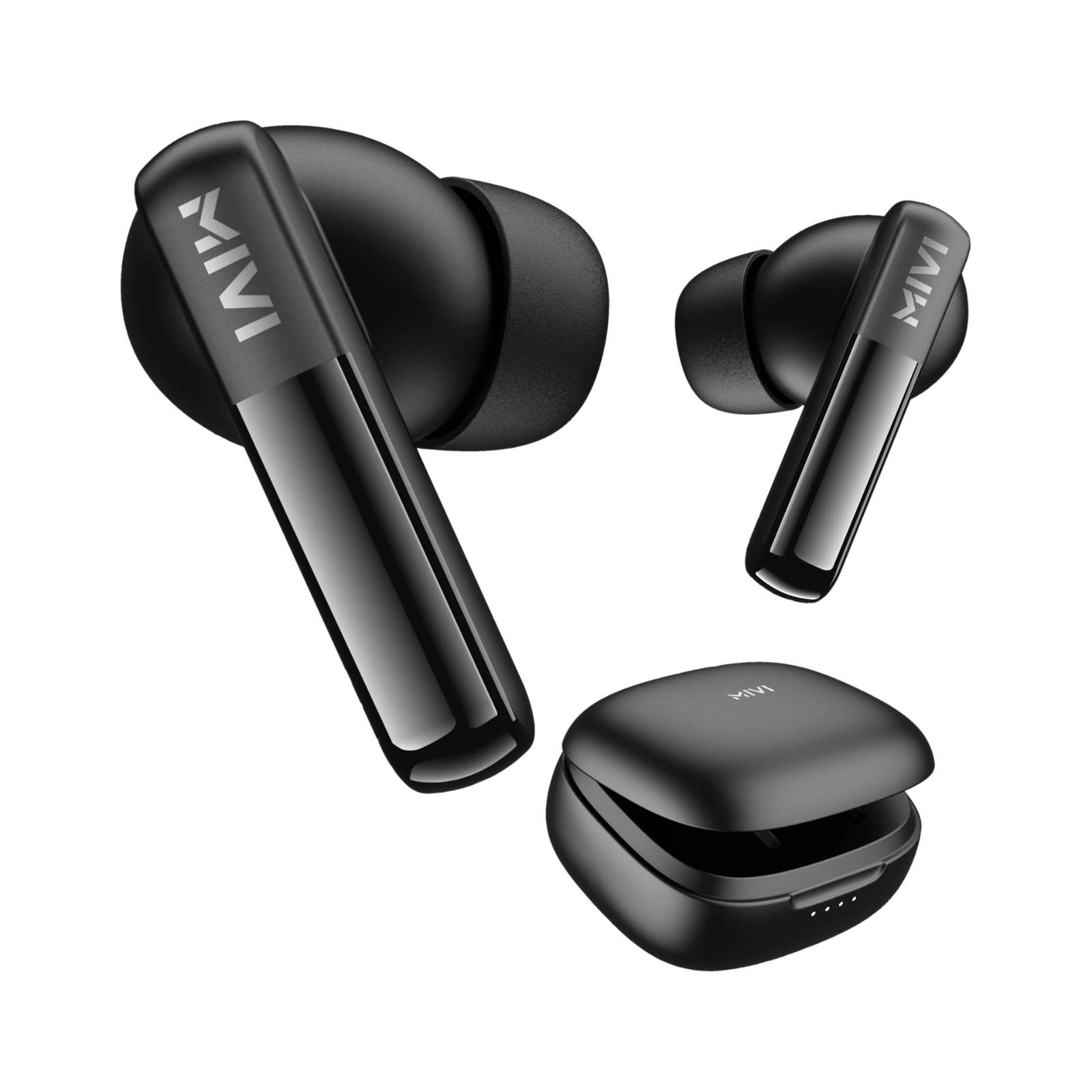 Mivi Duopods K2, 40Hrs PT, HD Call, Fast Charging, 50ms Latency,IPX4, Voice Asst.5.3v Bluetooth Headset (Black, True Wireless)