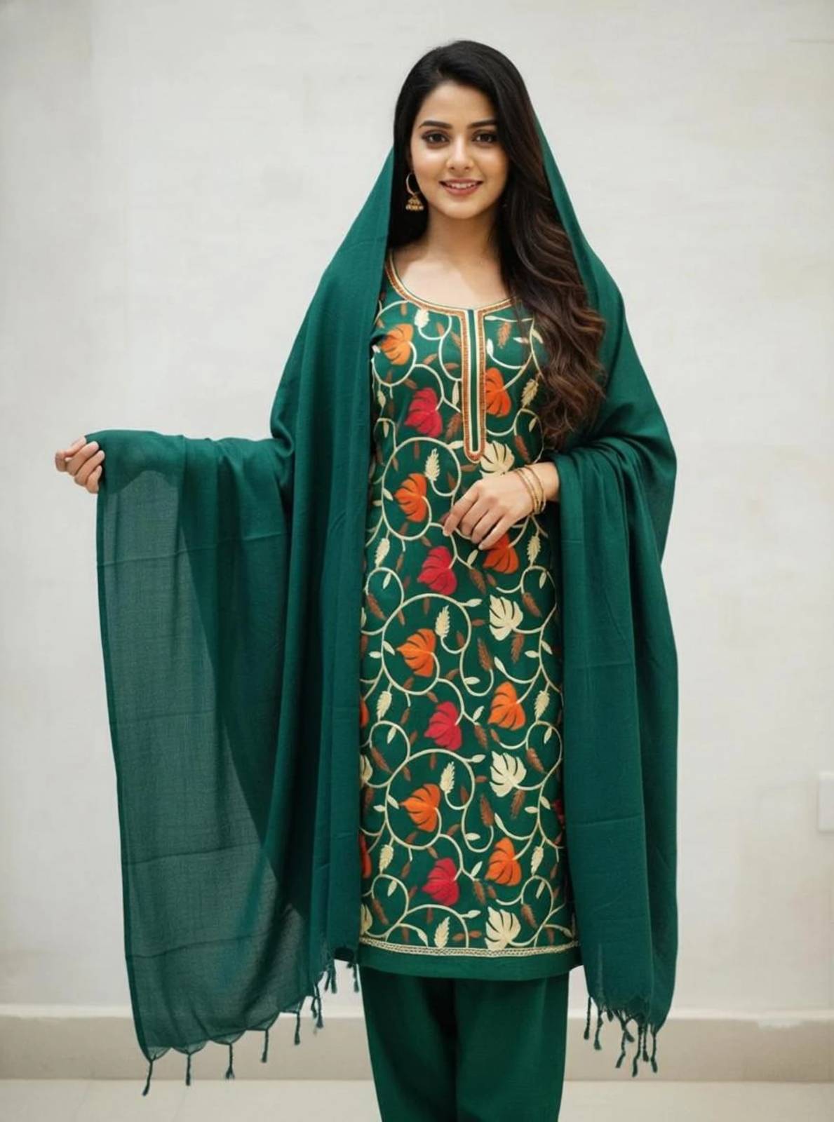 REET MAHAL Unstitched Wool Salwar Suit Material Embroidered